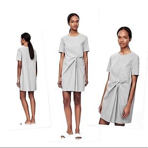 COS COLLECTION OF STYLE DRESS PINSTRIPE NAVY WHITE SIZE 8 CASUAL TWIST DETAIL